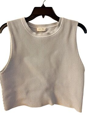 Babaton Ribbed Cream Cropped Tank